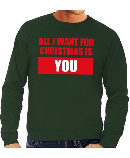Foute kersttrui / sweater All I Want For Christmas Is You groen voor heren - Kersttruien L (52)