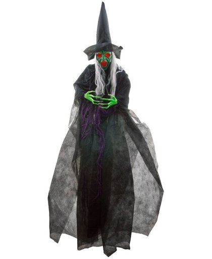 Halloween - Halloween versiering heks pop met licht en geluid 180 cm