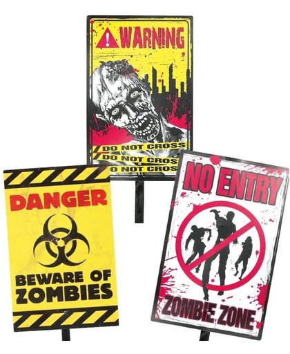 Halloween - Halloween zombie waarschuwingsbord Danger 38 cm