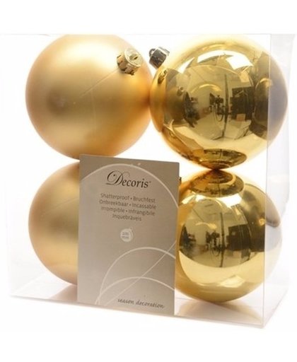 Onbreekbare gouden kerstballen 10 cm - 8 stuks - kerstversiering