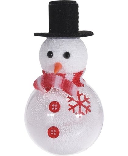 Wit/zwarte sneeuwpop kerstversiering hangdecoratie 12 cm