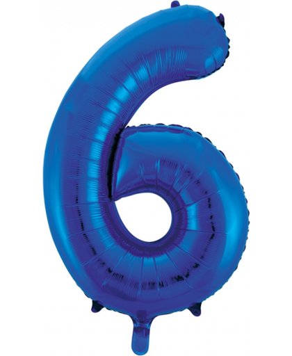 Cijferballon blauw 86 cm nummer 6 professionele kwaliteit
