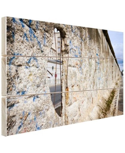 FotoCadeau.nl - Berlijnse muur met gat Hout 80x60 cm - Foto print op Hout (Wanddecoratie)