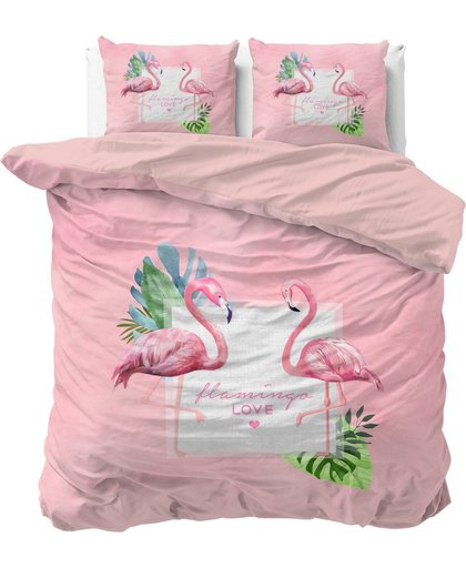 Dreamhouse Sunny Flamingo's - Dekbedovertrekset - Lits-Jumeaux - 240x200/220 + 2 kussenslopen 60x70 - Roze