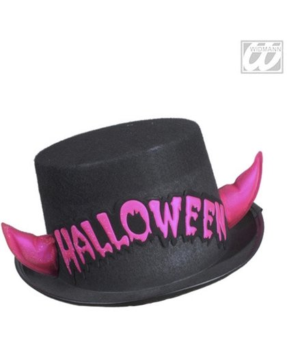 Zwarte hoed met roze hoorns voor volwassenen - Verkleedhoofddeksel