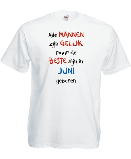 Mijncadeautje - T-shirt - wit - maat L - Alle mannen zijn gelijk - juni