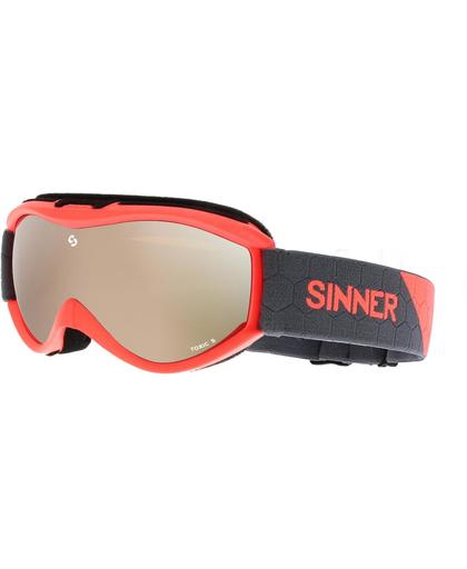 Sinner Toxic S Kinderen Skibril - Matte Neon Orange  - Double Orange Mirror