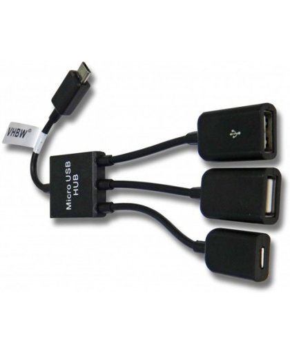 VHBW USB Micro B OTG adapter hub met voeding - USB2.0 - 0,15 meter