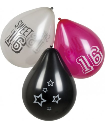 12x stuks Sweet 16 thema ballonnen