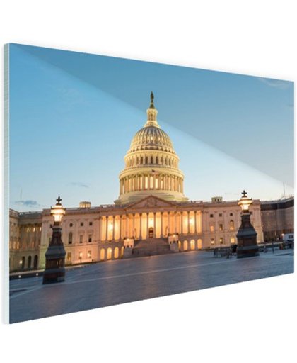 Capitool verlicht Washington DC Glas 180x120 cm - Foto print op Glas (Plexiglas wanddecoratie)