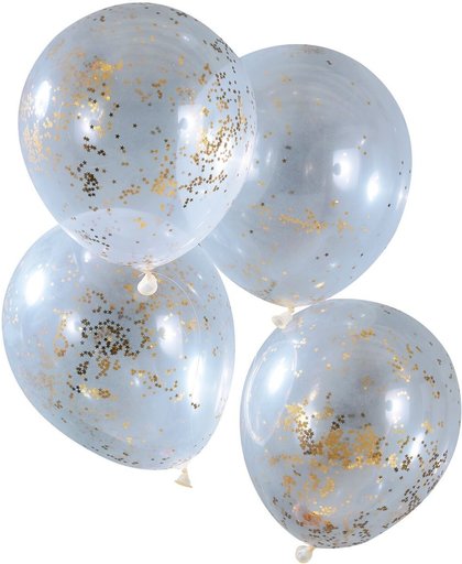 Ginger Ray Gold Christmas - Ballon gevuld met gouden glitter confetti Ø 28 cm - Set-5