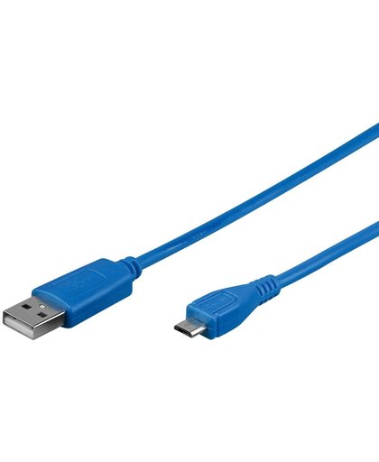 Goobay USB A - Micro-USB B 1m USB-kabel Mannelijk Blauw