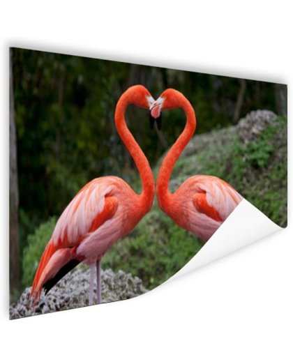 FotoCadeau.nl - Verliefde flamingos vormen hart Poster 120x80 cm - Foto print op Poster (wanddecoratie)