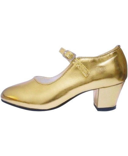 Anna Prinsessen schoenen, Spaanse schoenen goud - maat 38 (binnenmaat 24 cm) bij jurk