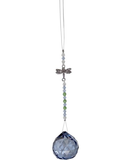Kristalhanger glas Libelle licht blauw 15cm
