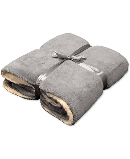 Unique Living Coby - Fleece polyester - Plaid - 130x160 cm - Nickel grey