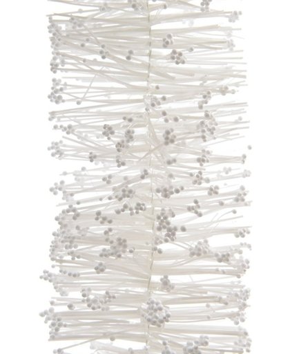 Witte kerstversiering folie slinger met sneeuw 200 cm