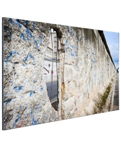 Berlijnse muur met gat Aluminium 180x120 cm - Foto print op Aluminium (metaal wanddecoratie)