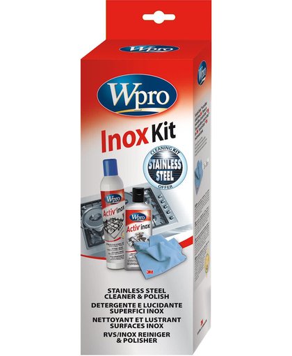 Wpro INX113 Set "Inox Clean" - crème (250 ml) - 3M microvezeldoek - polisher (400 ml)