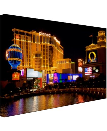 Fraai verlichte gebouwen Las Vegas Canvas 180x120 cm - Foto print op Canvas schilderij (Wanddecoratie)