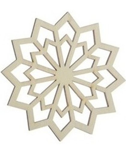 3x Houten sneeuwvlok type 4 kerstversiering hangdecoratie 9 cm - kersthanger