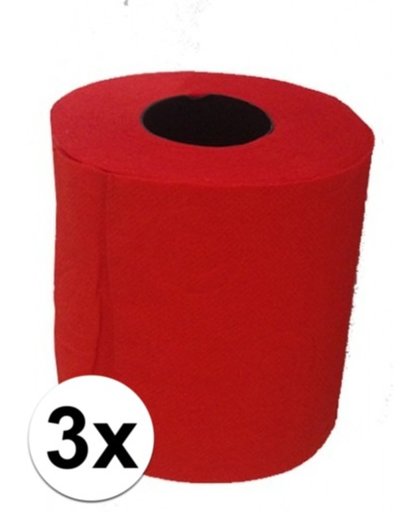 3x Rood toiletpapier  - gekleurd wc papier