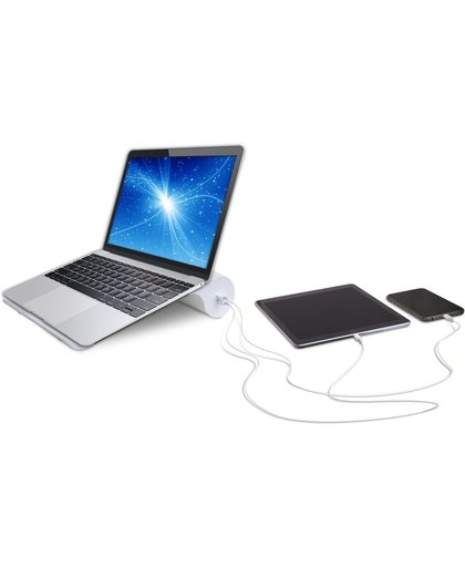 Soundlogic Laptop standaard - Met 2 USB poorten - Wit/Zilver