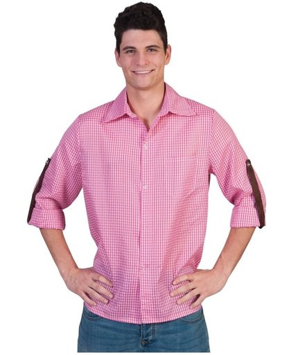 Roze geruite blouse voor heren 48-50 (S/M)