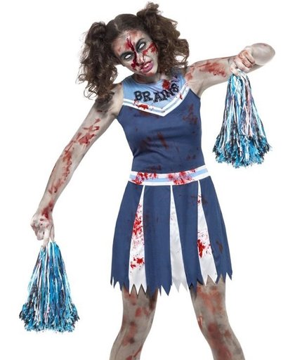 Zombie Cheerleader Kostuum Blauw - Halloween verkleedkleding - Small