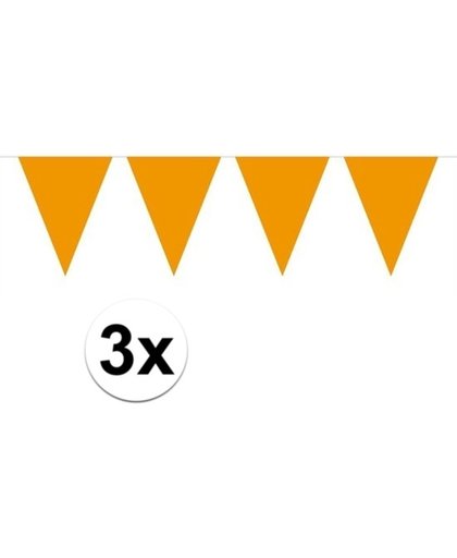 3x Mini vlaggenlijn / slinger - oranje -  300 cm