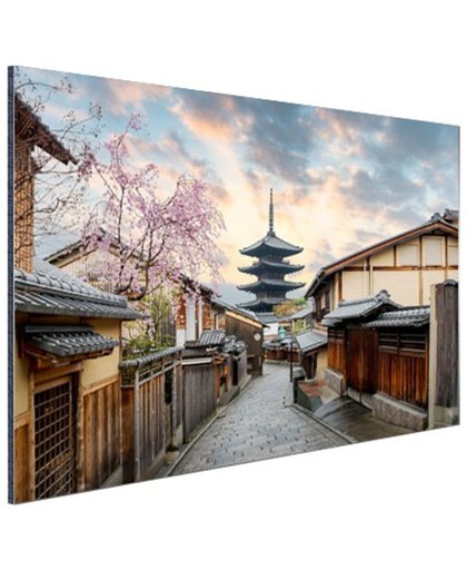 Sannen Zaka Street in Japan Azie Aluminium 180x120 cm - Foto print op Aluminium (metaal wanddecoratie)