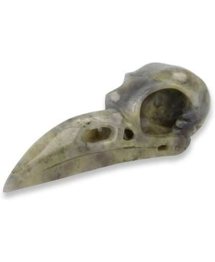 Raven schedel Labradoriet - 12 cm - groen - 12 cm