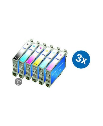 Merkloos   Inktcartridge / Alternatief voor de Epson T0481-486 inktcartridge multipack T0486 3 sets Cartridge