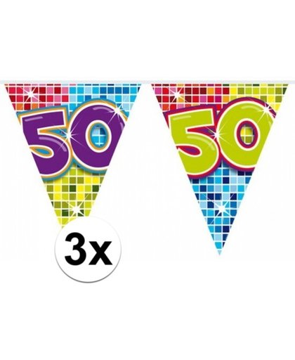 3x Mini vlaggenlijn / slinger - verjaardag 50  jaar - 300 cm