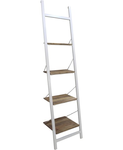 HSM Collection - Decoratieve ladder - powdercoated white - acacia