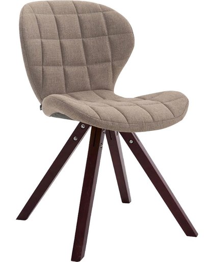 Clp Design retro stoel ALYSSA, bezoekersstoel, woonkamerstoel, eetkamerstoel, objectstoel, vergaderstoel, vierkant beukenhouten frame, bekleding van stof - taupe, kleur onderstel : cappucino,