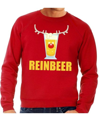 Foute kersttrui / sweater met bierglas Reinbeer rood voor heren - Kersttruien S (48)