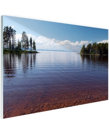 Zicht op het meer in de zomer Glas 180x120 cm - Foto print op Glas (Plexiglas wanddecoratie)