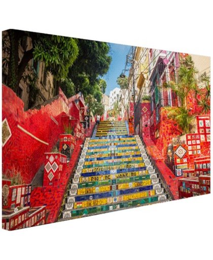 Selaron trappen Rio de Janeiro Canvas 180x120 cm - Foto print op Canvas schilderij (Wanddecoratie)