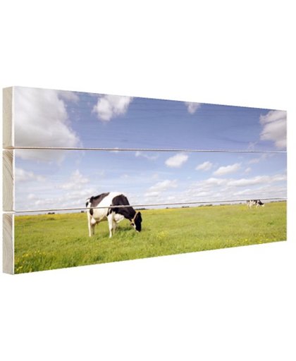 FotoCadeau.nl - Koeien in een weiland Hout 120x80 cm - Foto print op Hout (Wanddecoratie)