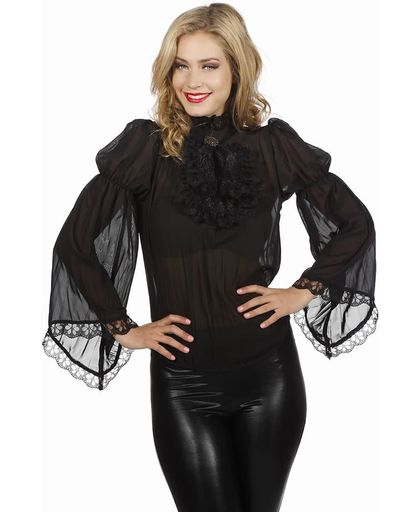 Piraten of gothic blouse zwart voor dame maat 38