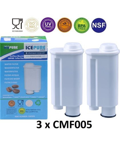 Icepure CMF005 Waterfilter voor Saeco Intenza+ CA6702 - 3 stuks