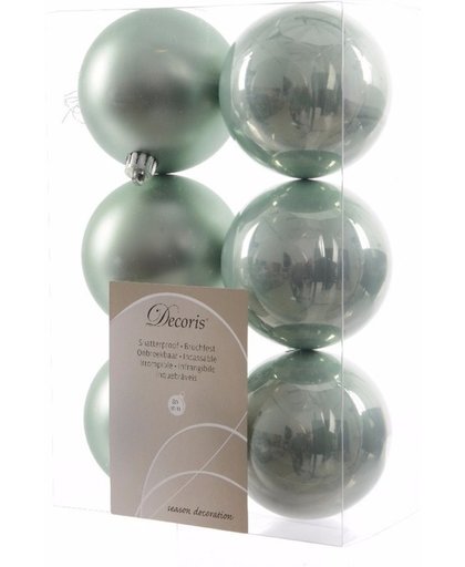 Onbreekbare mint groene kerstballen - 12 stuks - kerstversiering