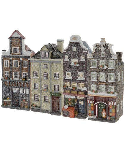 DutchDeco® Decoratieve Amsterdamse huisjes met glitters - set van 4 stuks (deel 1)