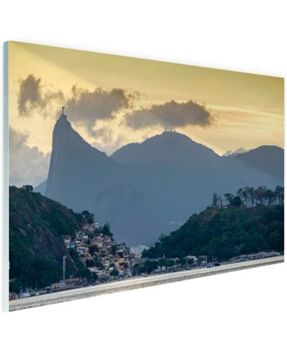 Hoge bergtoppen Rio de Janeiro Glas 180x120 cm - Foto print op Glas (Plexiglas wanddecoratie)