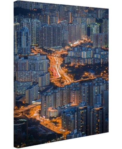 Vele flats Hong Kong Canvas 120x180 cm - Foto print op Canvas schilderij (Wanddecoratie)