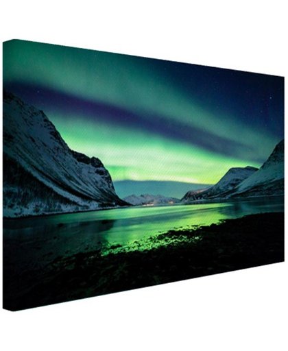 Ongelooflijke noorderlicht in Noorwegen Canvas 180x120 cm - Foto print op Canvas schilderij (Wanddecoratie)