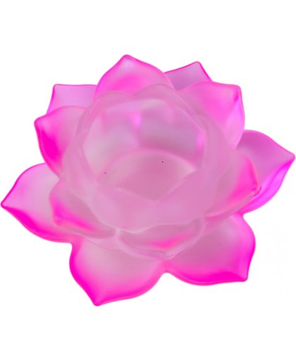 Sfeerlicht - Lotus - glas - roze - 5.5x12 cm