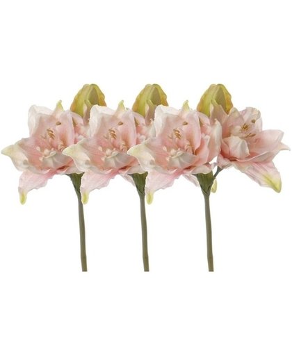 3x Kunstbloemen amaryllis roze 41 cm
