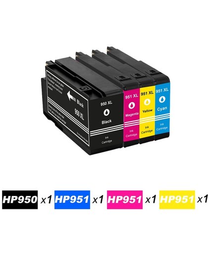Merkloos   Inktcartridge / Alternatief voor de HP 950XL / 951XL / Zwart / Cyaan / Magenta / Geel / Hoge Capaciteit / 4-Pack